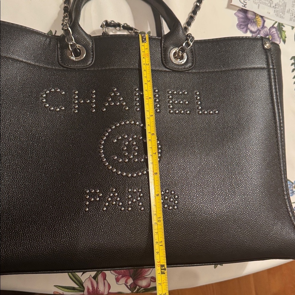 FAUX leather Black Tote with Silver Details - Picture 10 of 10